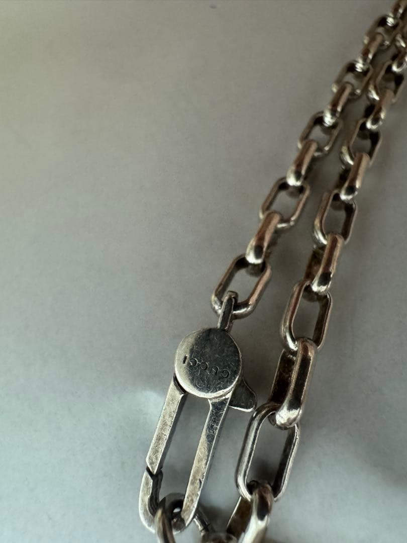 GUCCI シルバーチェーンネックレス ダブルGロゴ