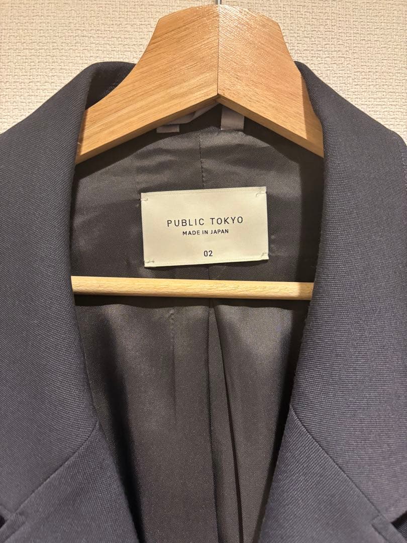 PUBLIC TOKYO AQUA WOOL カルゼダブルジャケット ネイビー