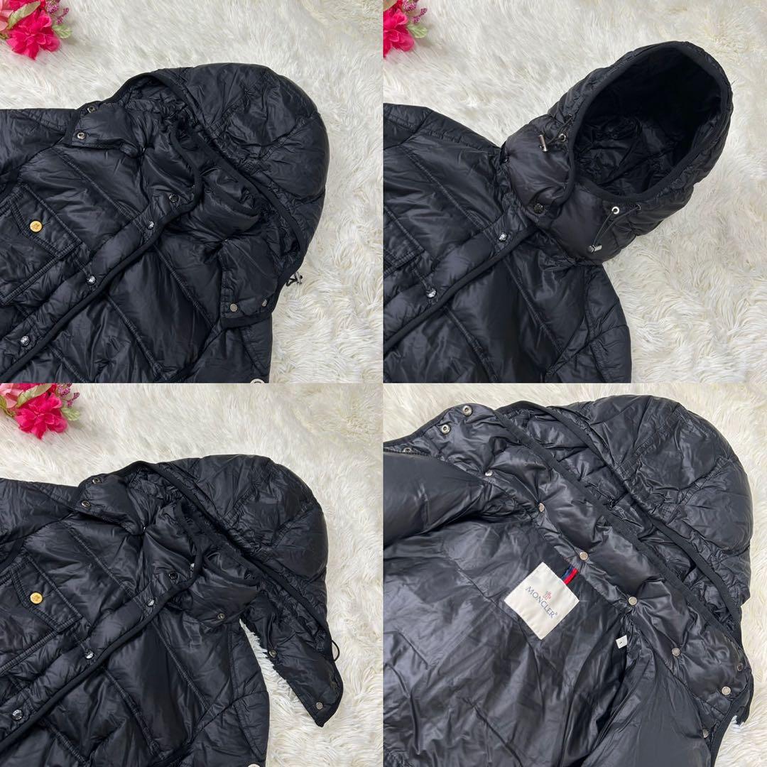 【正規極美品/S】モンクレール ダウンコート ワッペン付き 肉厚 フード 黒