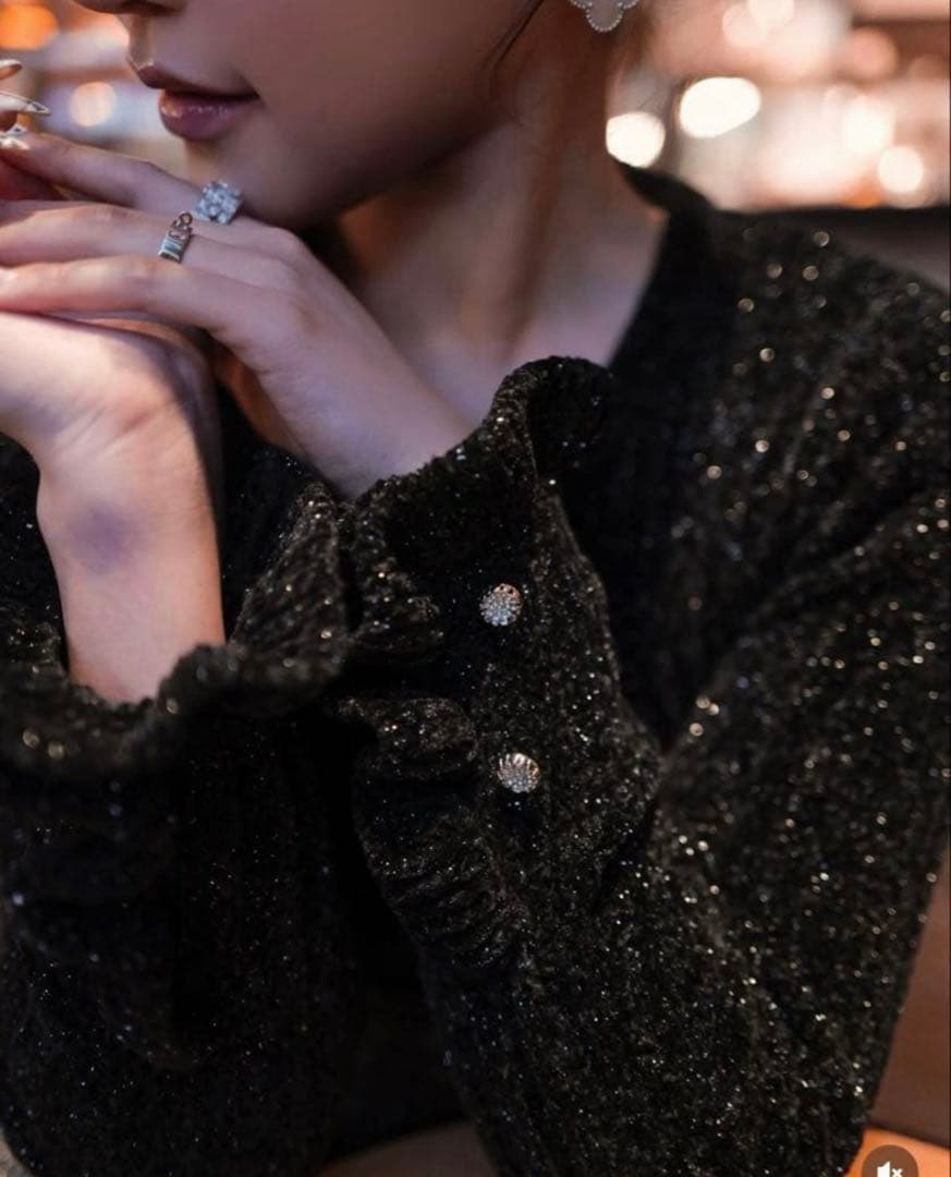 即日発送可　sheller velour like ensemble knit