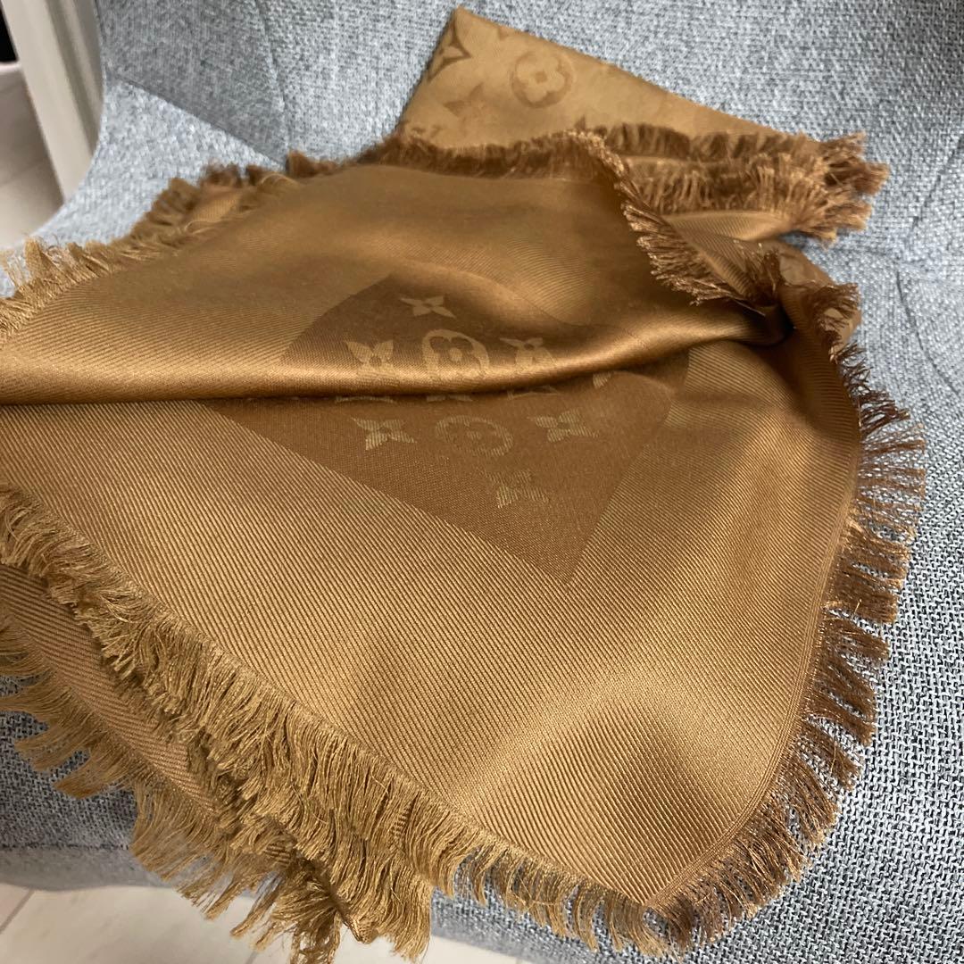 美品　LOUIS VUITTO モノグラム ショール ブラウン 茶色　キャメル