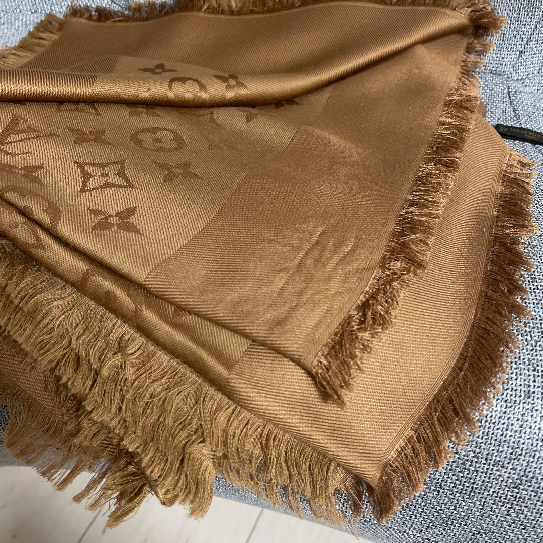 美品　LOUIS VUITTO モノグラム ショール ブラウン 茶色　キャメル