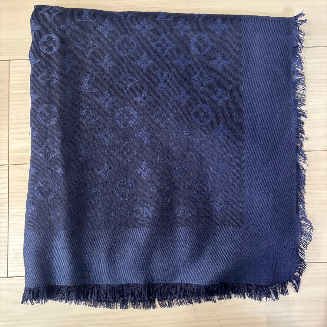 美品　LOUIS VUITTON モノグラム　ネイビー ストール　大判