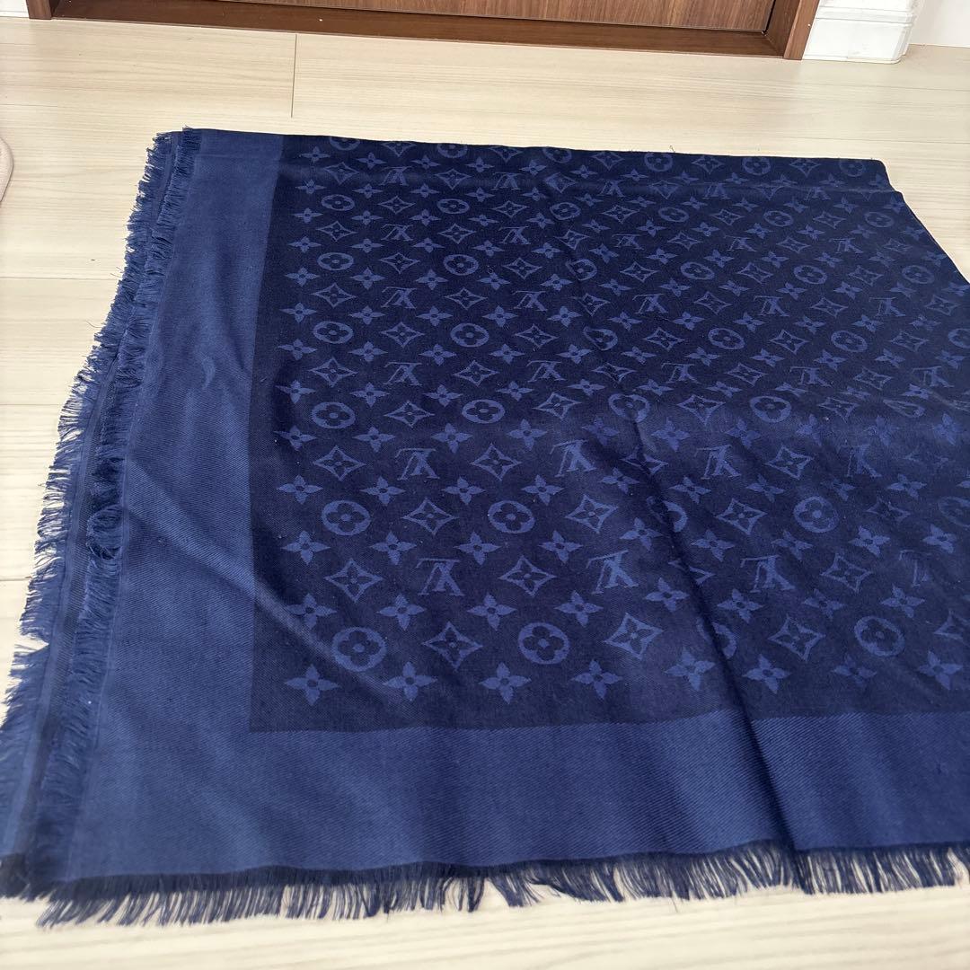 美品　LOUIS VUITTON モノグラム　ネイビー ストール　大判