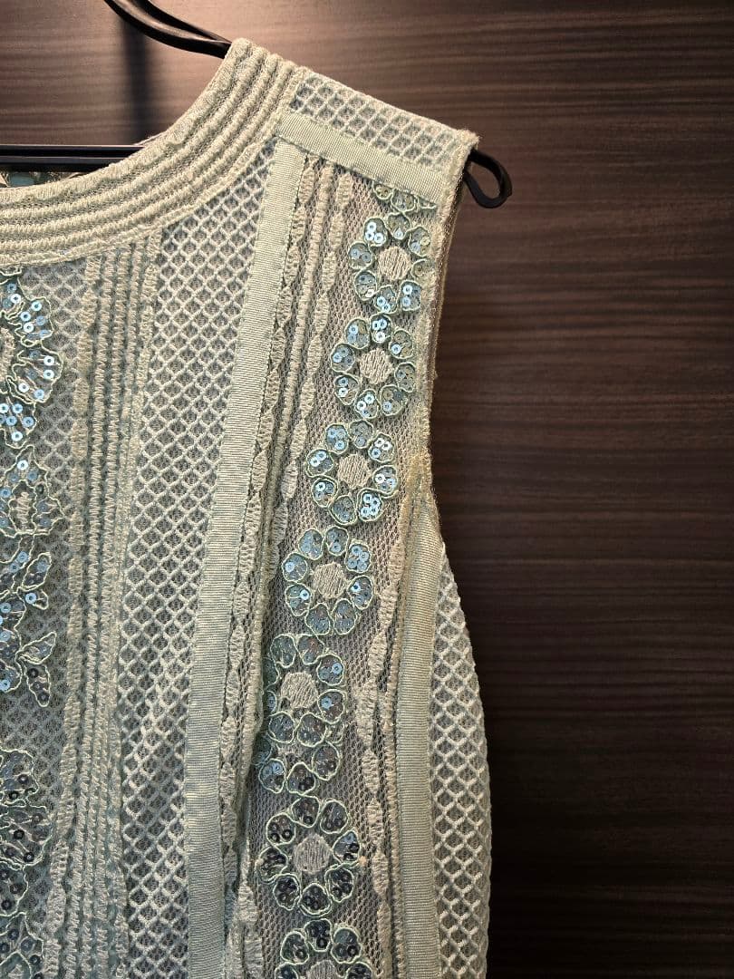 【週末限定】TADASHI SHOJI ミントグリーン ノースリーブ ワンピース