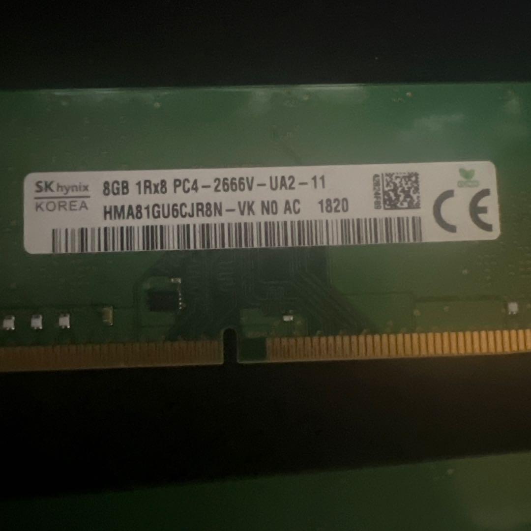 SK Hynix 8GB 2枚　DDR4 2666MHz メモリー動作品