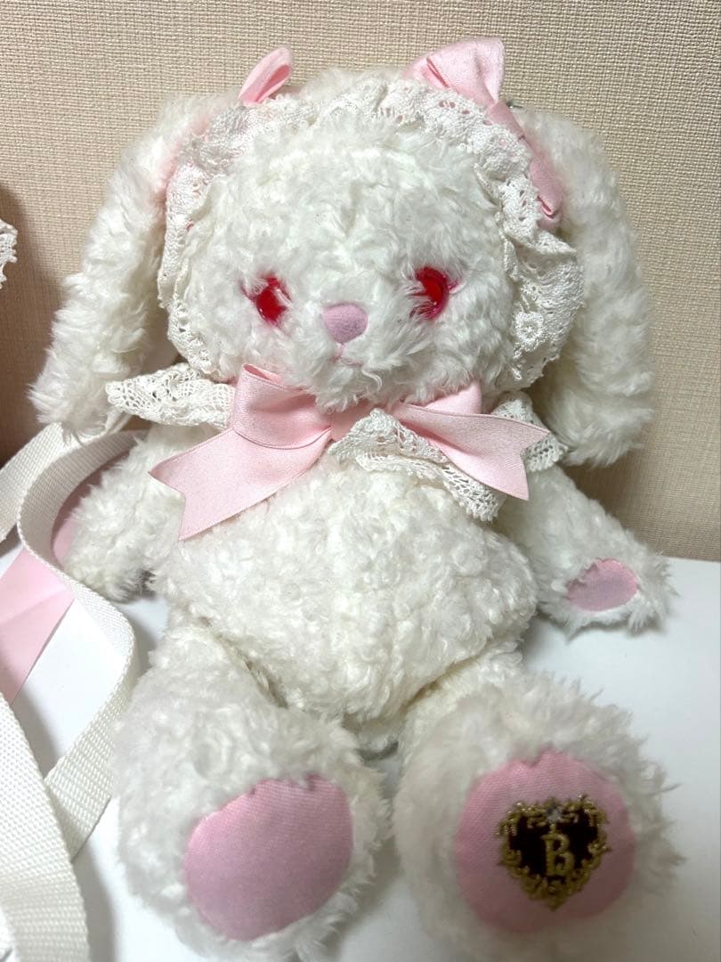 BABY うさくみゃポシェット オフ白×ピンクリボン