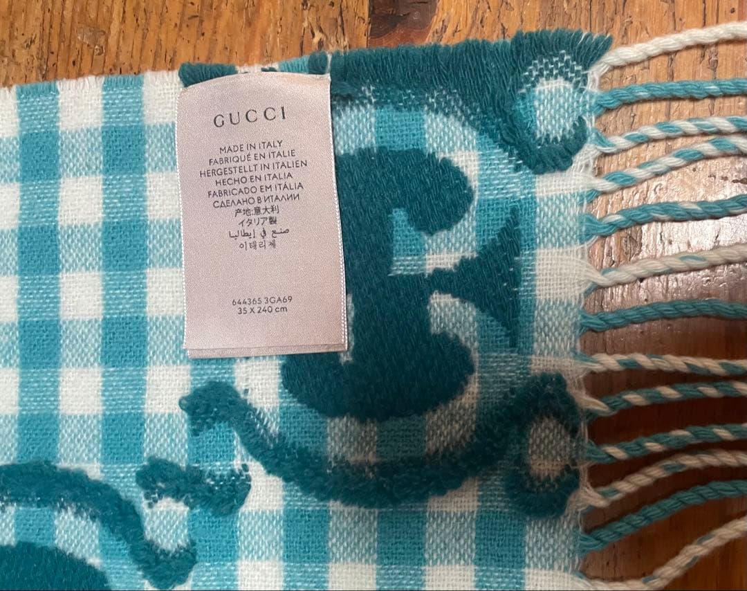 GUCCI GGジャガード チェック マフラー 大判　訳あり