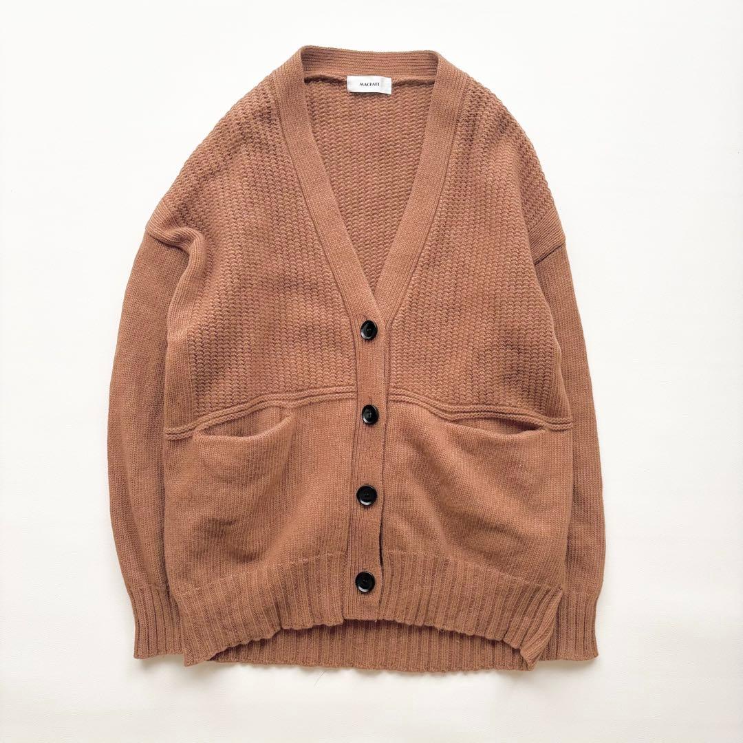 美品✨マチャット ラムズウールニットカーディガン　オーバーサイズ　キャメル