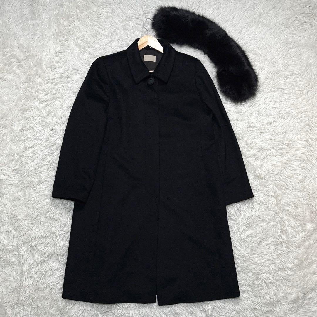 ⭐️カシミヤ100%⭐️ロングコート ファー L ブラック ブルーフォックス