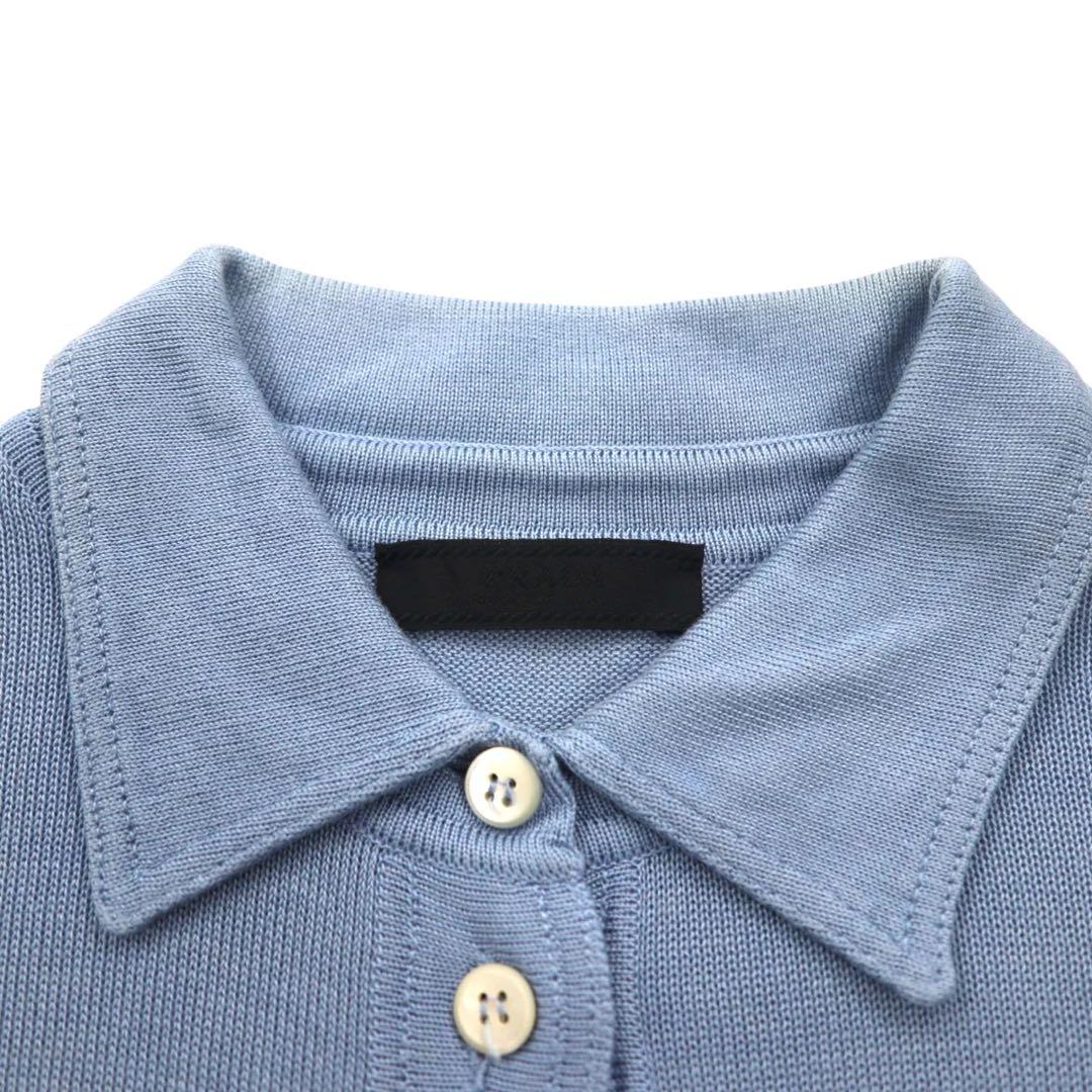 PRADA ボタンフロント ニットシャツ カーディガン M ブルー コットン