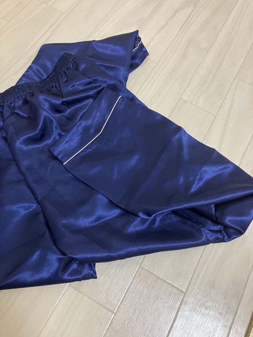 美品 Golden Dragon シルク パジャマ 絹100% ネイビー XL