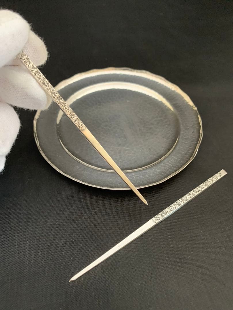 silver 純銀 品位999 総重量51g 銘々皿 豆皿 菓子ピック