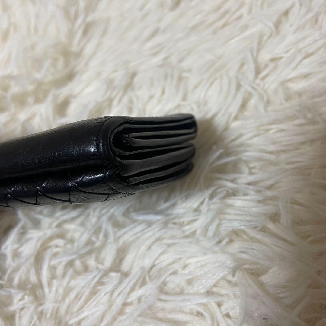 ボッテガヴェネタ 三つ折り財布 マキシイントレチャート ブラック　黒　 グレー