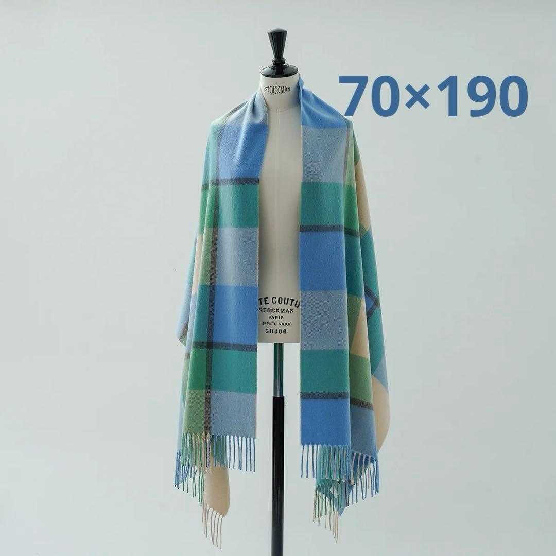 新品☆Joshua Ellis ジョシュアエリス カシミア　大判ストール　ブルー