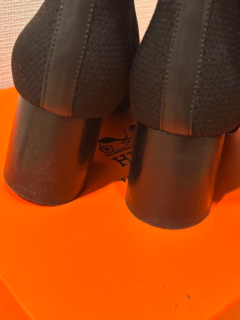 HERMES ブラック ロングブーツ 中ヒール
