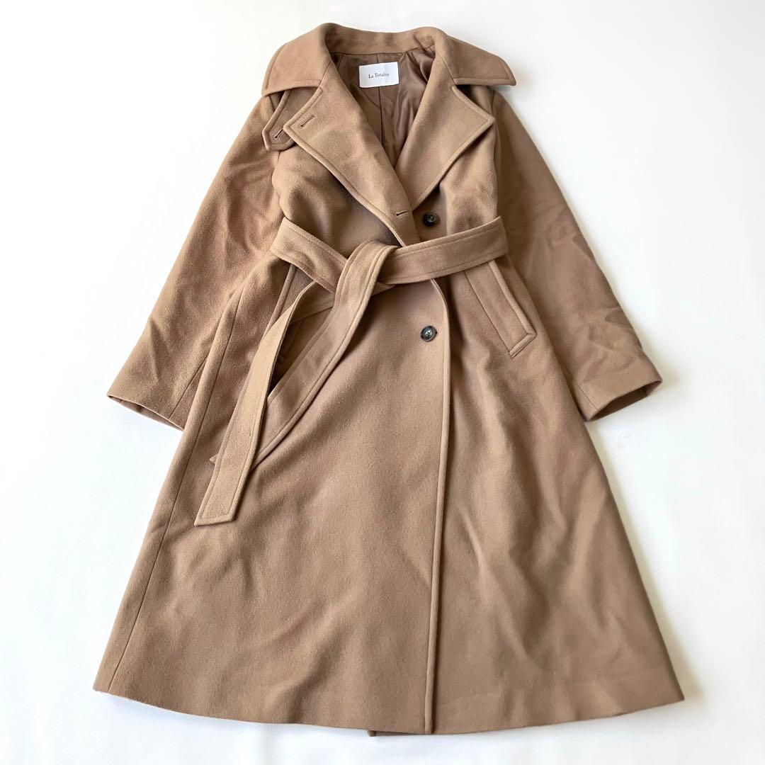 24AW ラトータリテ ステンカラーコート 定価4.9万 ロング キャメル 38
