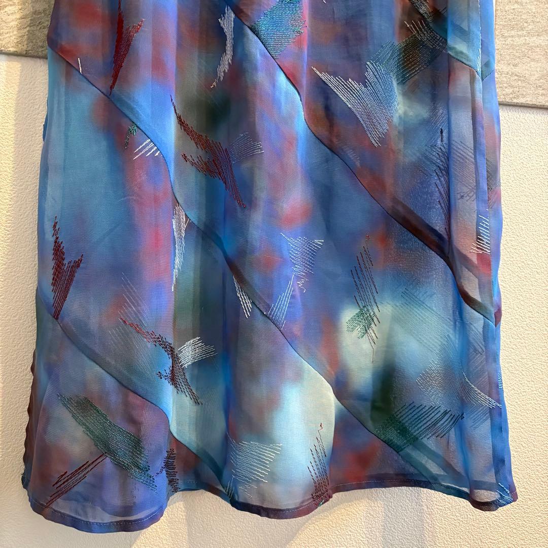 Ameri BLUR SCENERY SPIRAL SKIRT ブルー　M