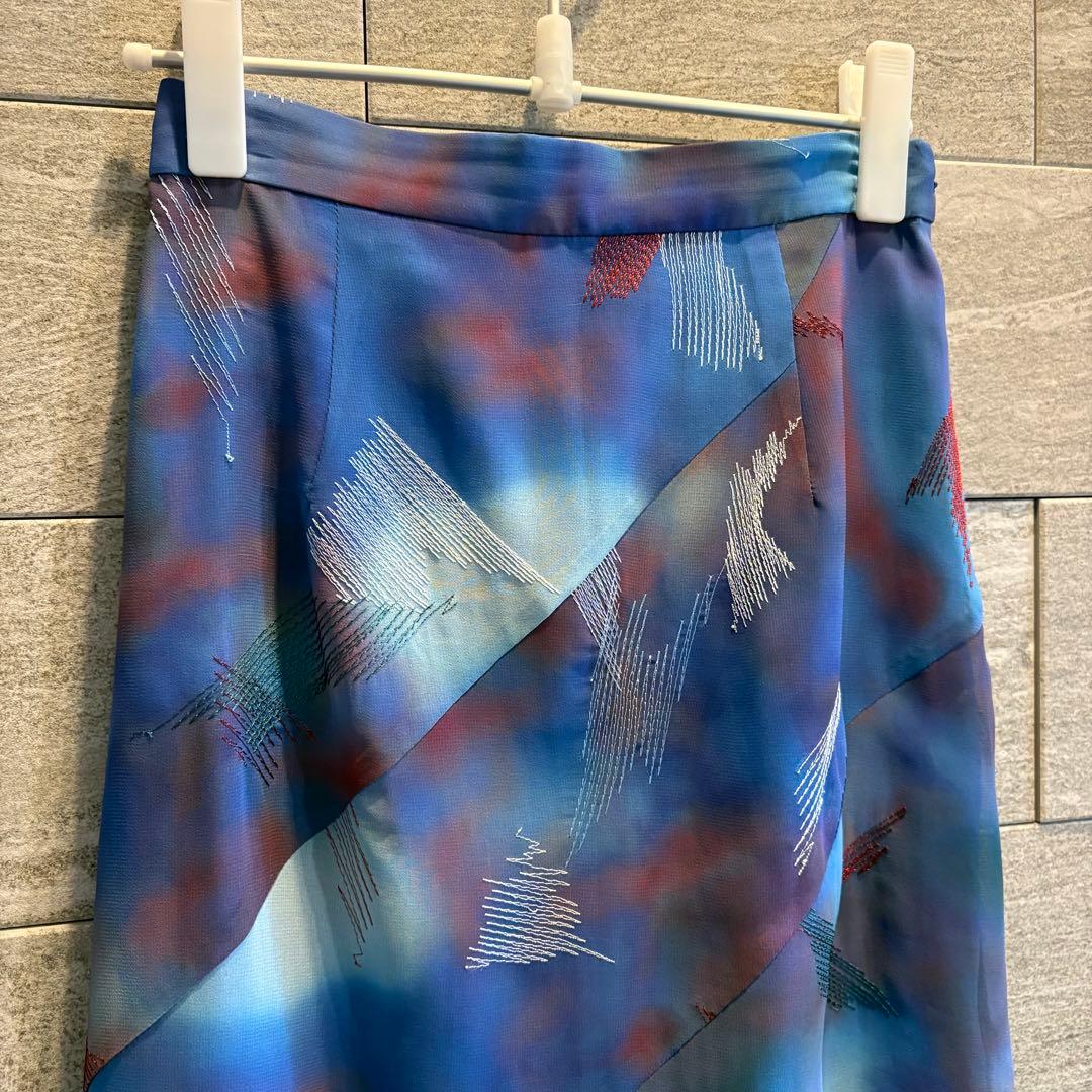 Ameri BLUR SCENERY SPIRAL SKIRT ブルー　M