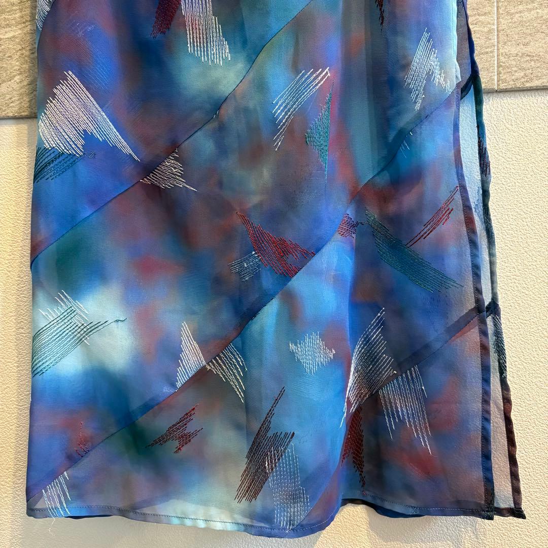 Ameri BLUR SCENERY SPIRAL SKIRT ブルー　M