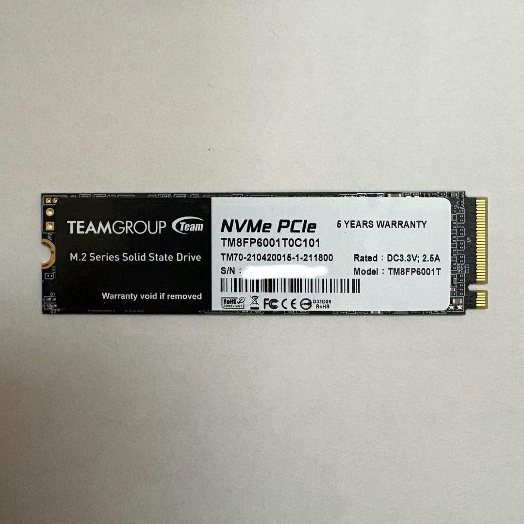 内蔵型SSD SSD 1TB M.2 NVMe Team TM8FP6001T0C101