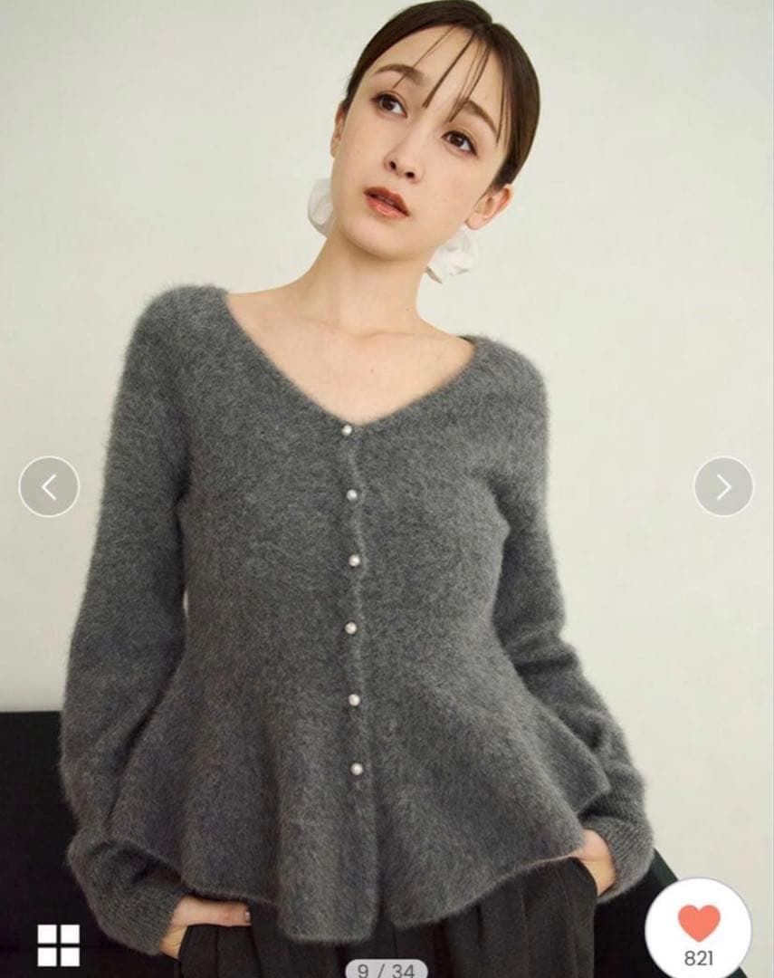 FRAYI.D☆新品FOXカシミヤぺプラムカーディガン