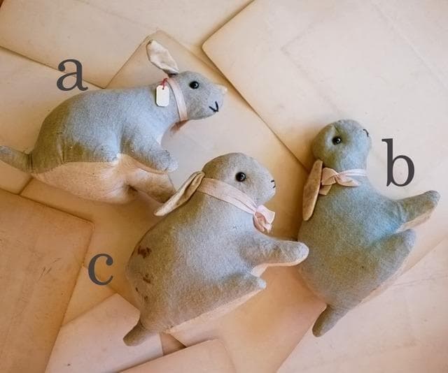 フランス 青いうさぎさんと薔薇色のリボンc ドール テディベア アンティーク