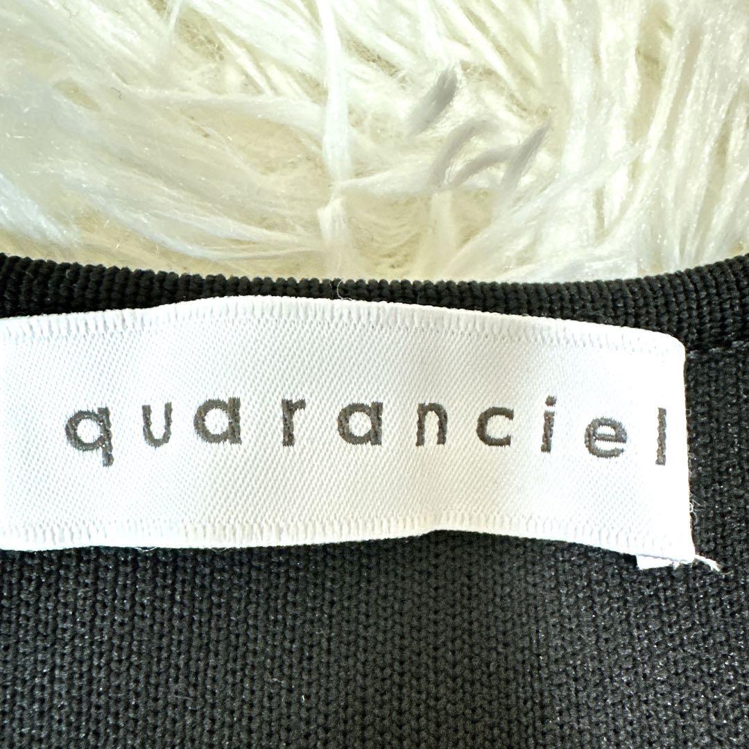 quaranciel 洗える ニットノーカラーダブルジャケット 金ボタン 黒