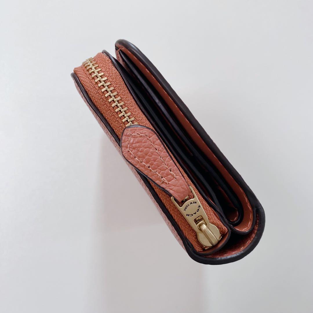 【新品！】COACHコーチ★二つ折り財布★ビルフォールドウォレット★ダークピーチ