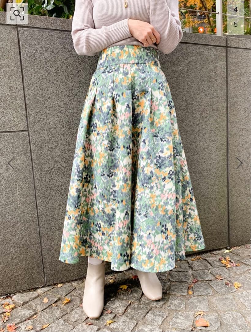 【新品タグ付】IENA イエナ　かすれフラワーギャザースカート　サイズ36