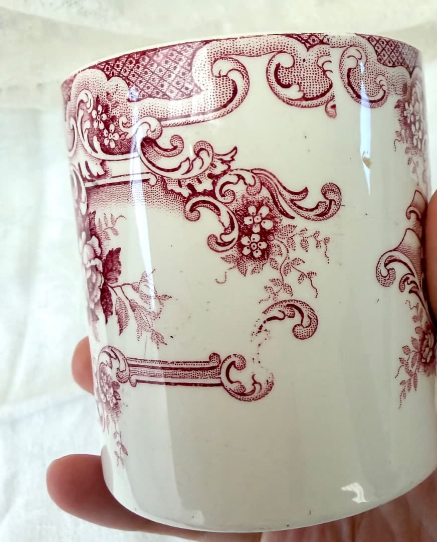 美品　フランスアンティーク　ポット　BFK窯　DAUPHIN　ロカイユ模様　花柄