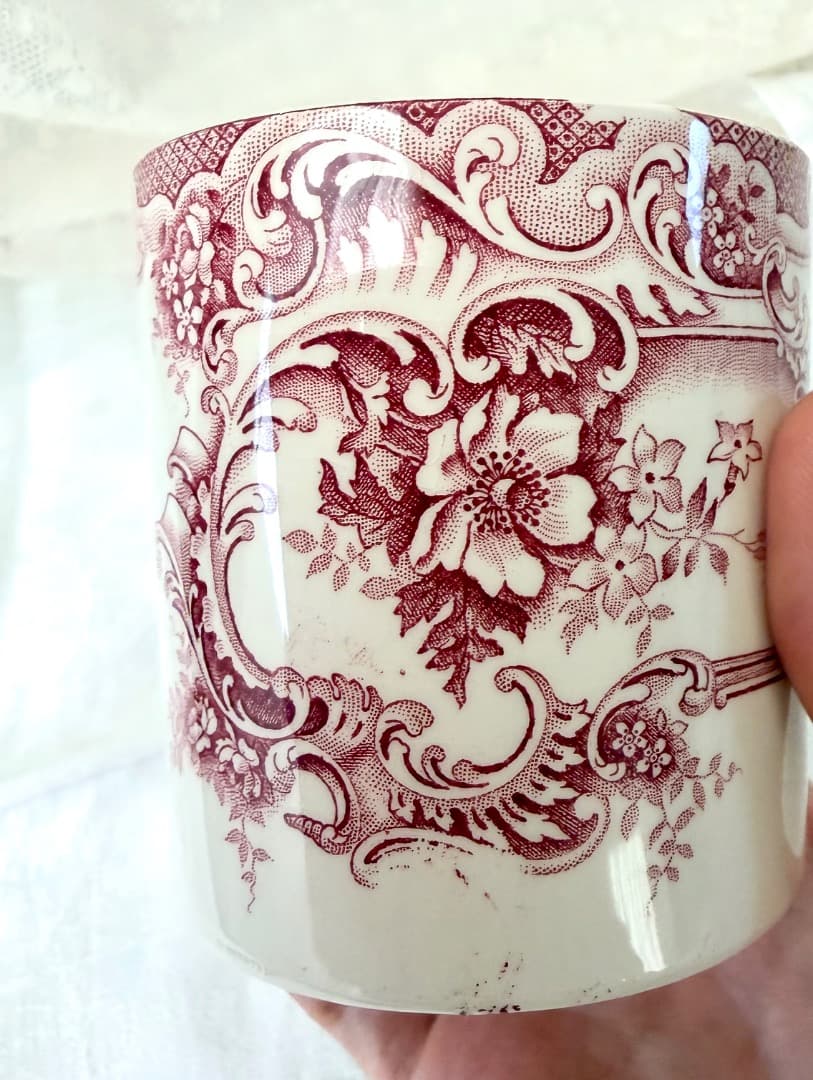 美品　フランスアンティーク　ポット　BFK窯　DAUPHIN　ロカイユ模様　花柄