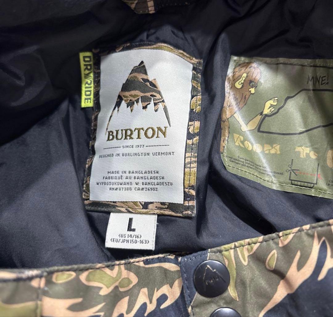 キッズ　BURTON バートン　スノーボードパンツ カモフラ柄　サイズL