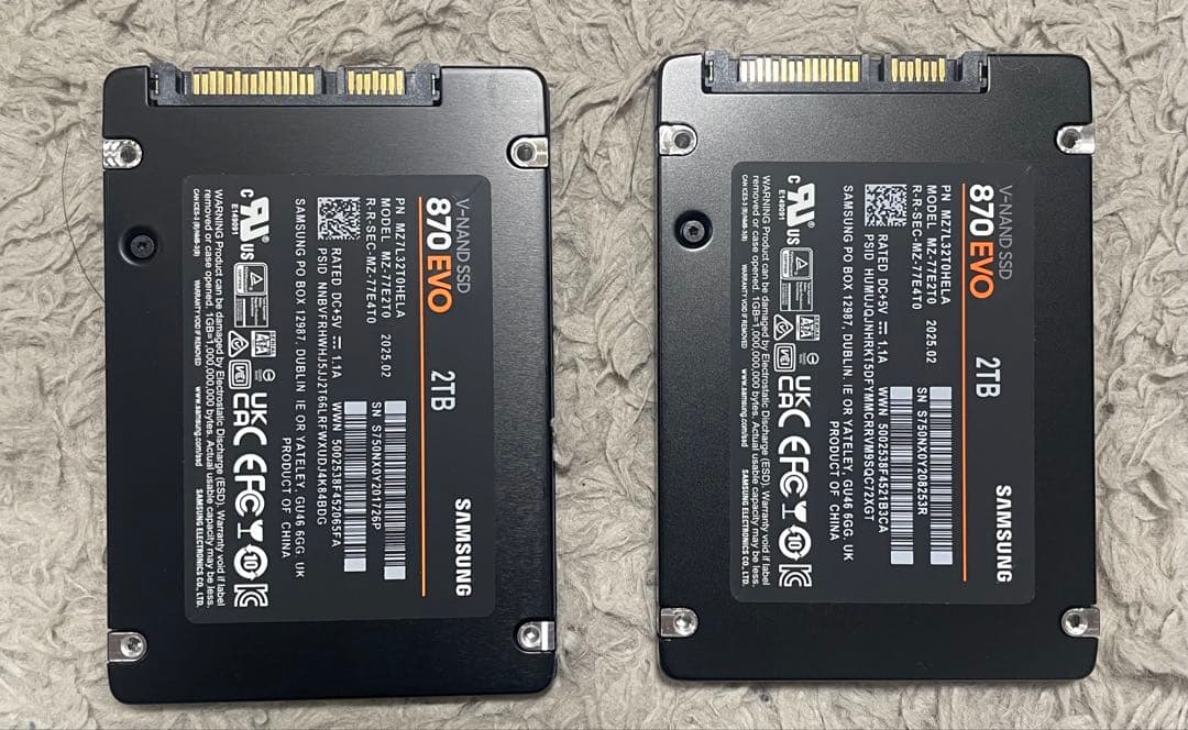 Synology DS223/G + Samsung 2TB SSD×2