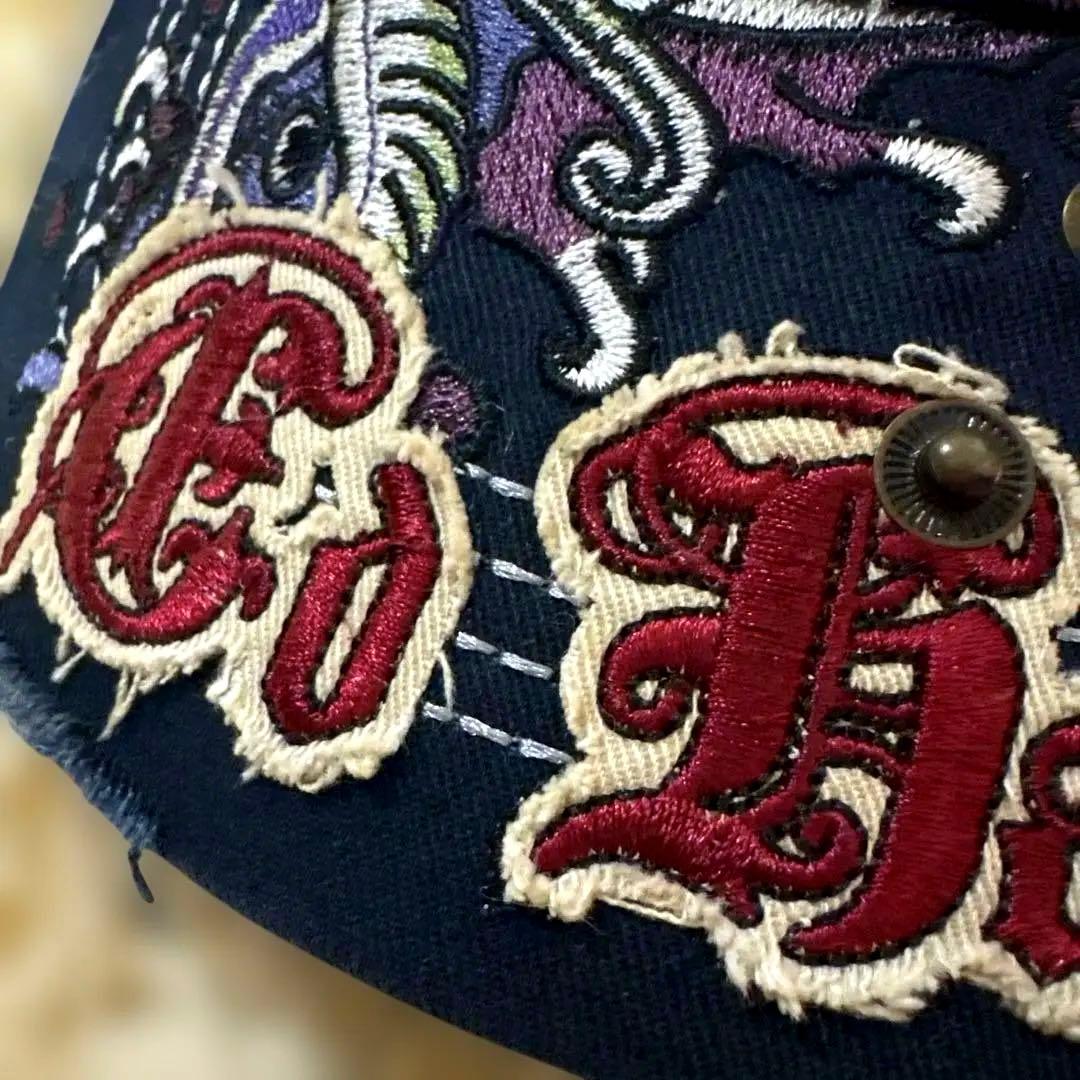Ed Hardy 刺繍キャップ パープルスネークレアモデル