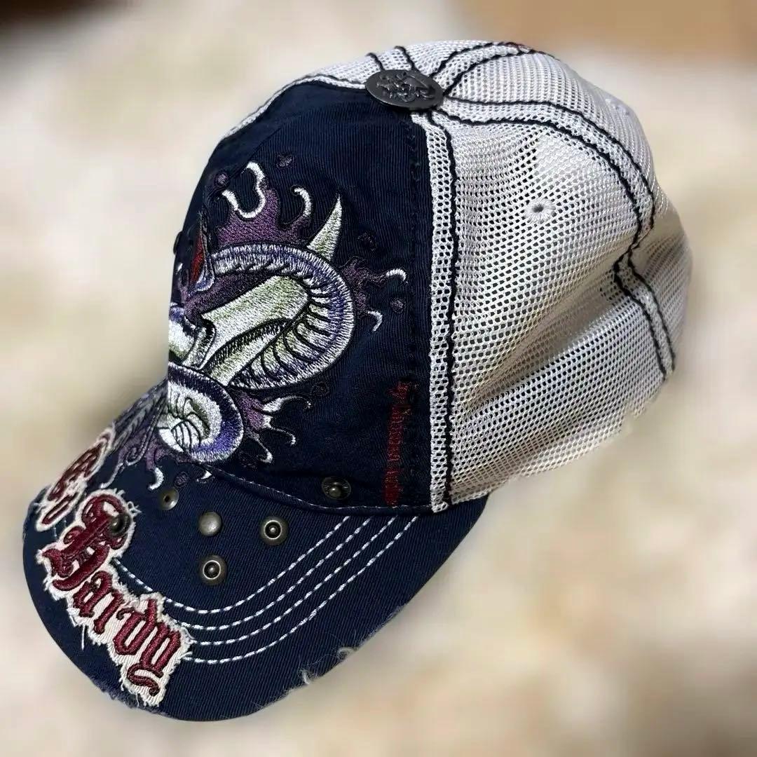 Ed Hardy 刺繍キャップ パープルスネークレアモデル
