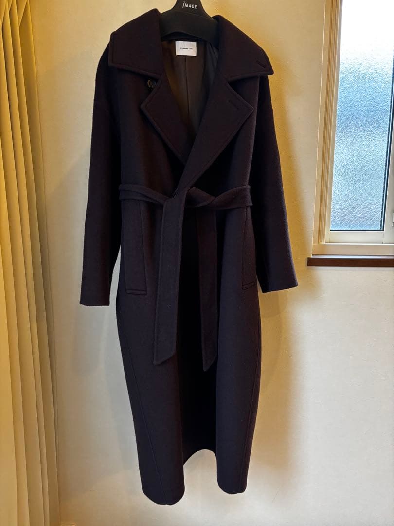 スタニングルアー　ウール　ロングコート　ブラウン　スプリットラグラン　チェスター
