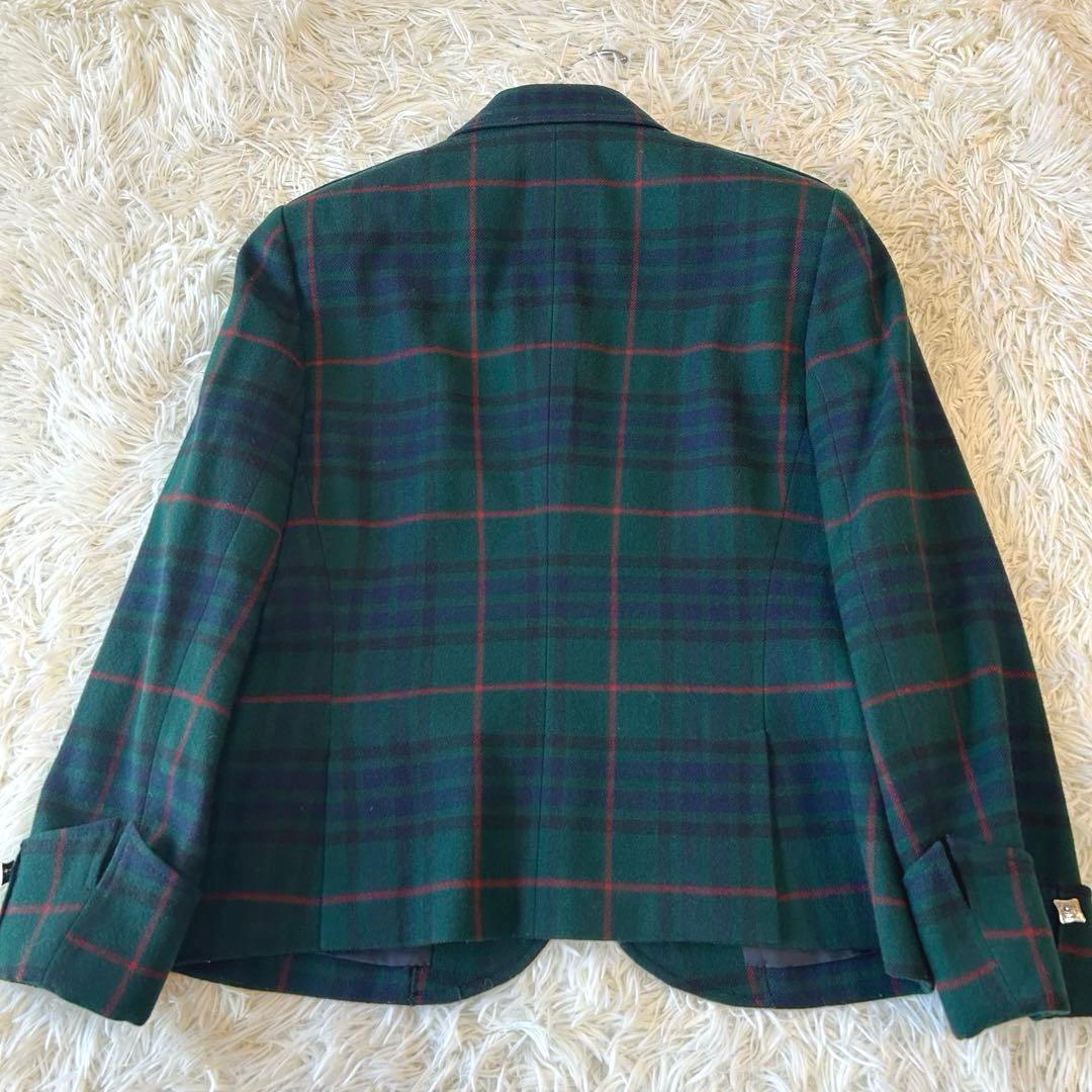 美品　ラルフローレン タータンチェック ロゴ銀ダイヤボタン　ジャケット　11号