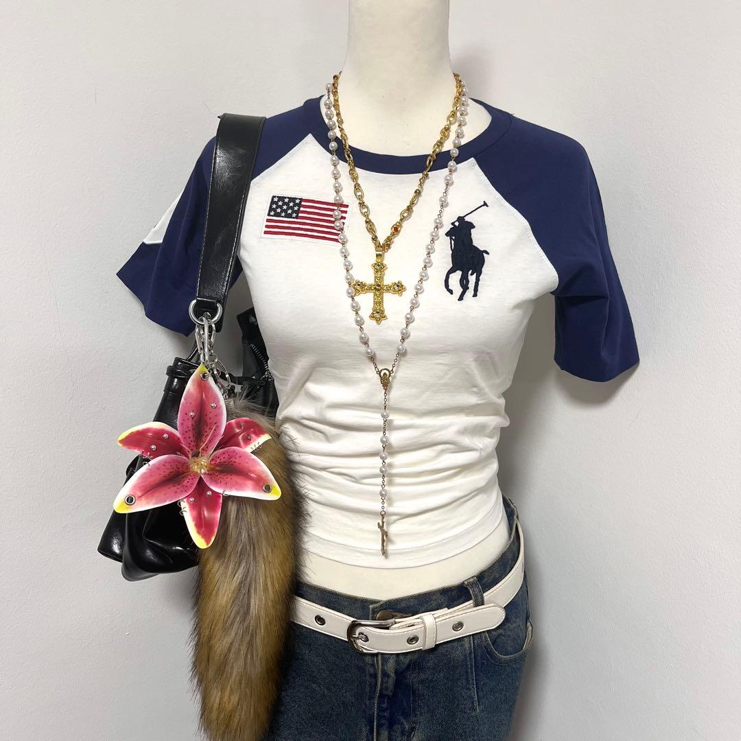 polo ラルフローレン Tシャツ　ピチ　ビックポニー　 y2k グランジ