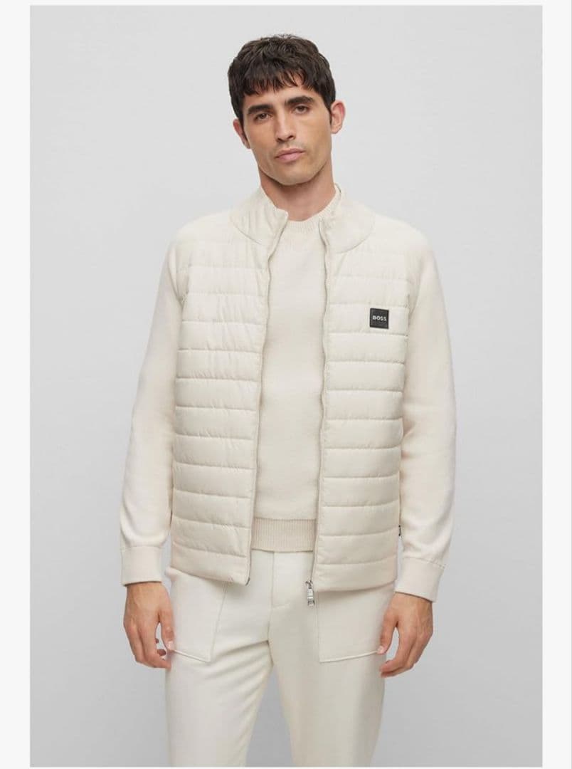 【試着のみ】HUGO BOSS ジップアップニット ジャンパー XL　ブラック