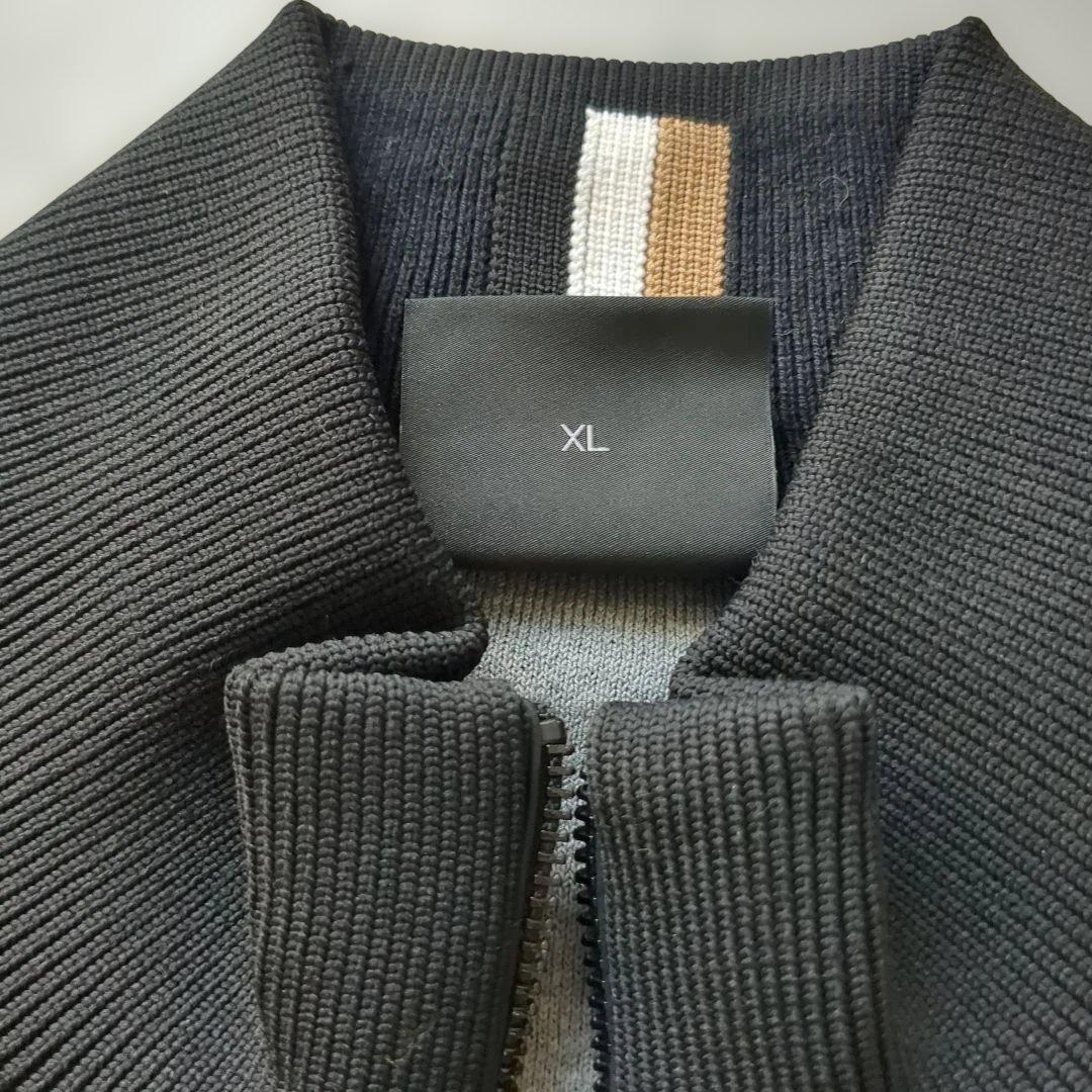 【試着のみ】HUGO BOSS ジップアップニット ジャンパー XL　ブラック