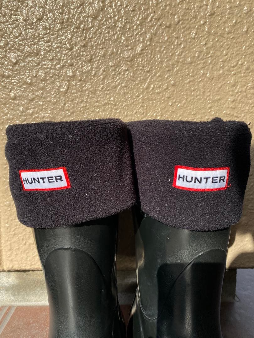 HUNTER ブラック 長靴 取り外し可能な ファー付き　24.5cm