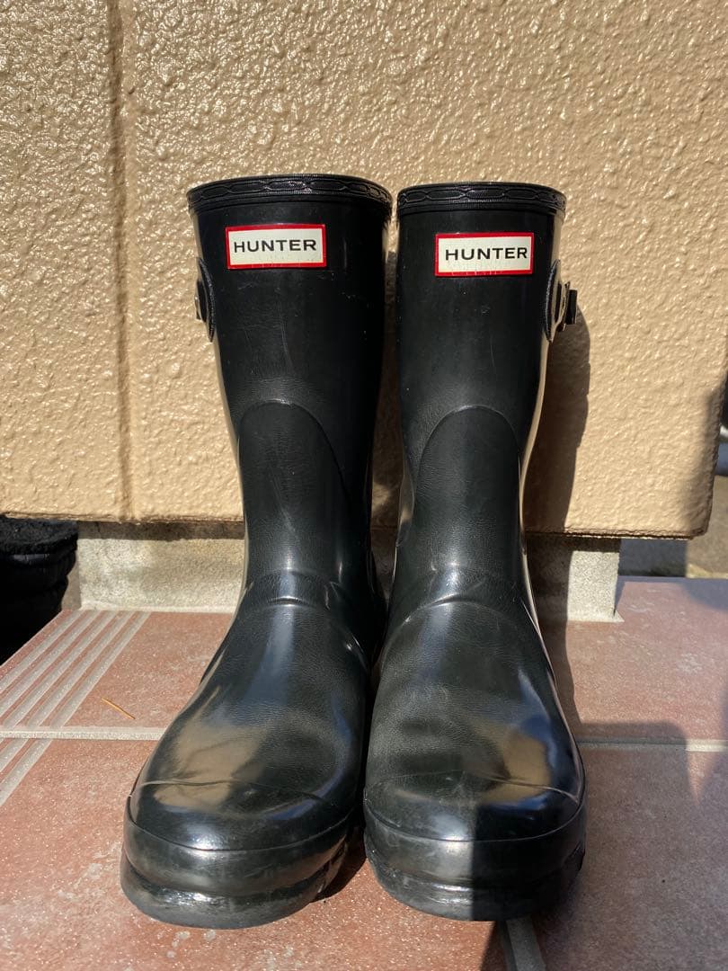 HUNTER ブラック 長靴 取り外し可能な ファー付き　24.5cm