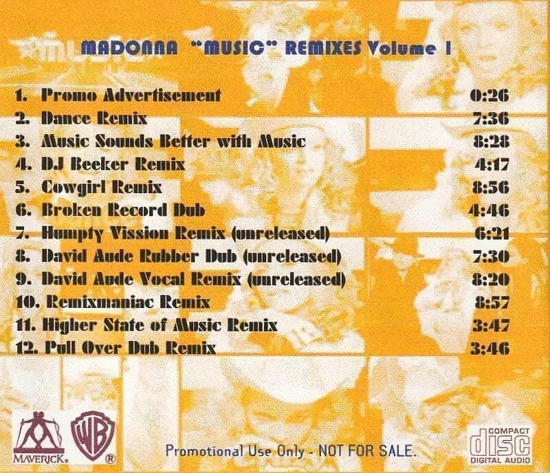 MADONNA　\" MUSIC \" REMIXES Volume1　リミックス集