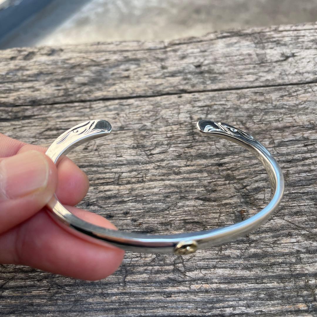 イーグル 顔 バングル ノーブランド L タタキメタル サイズ ハンドメイド
