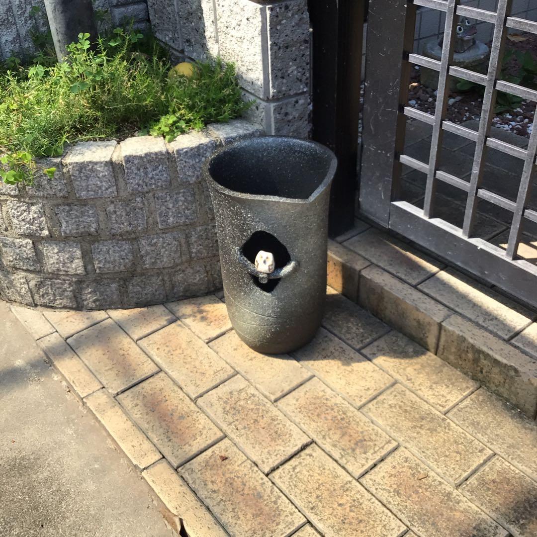 信楽焼　ふくろう付き傘立て