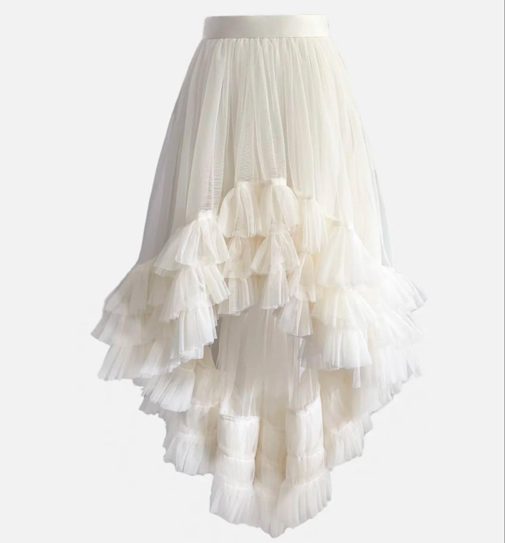 sheller シェリエ　back long ruffle skirt