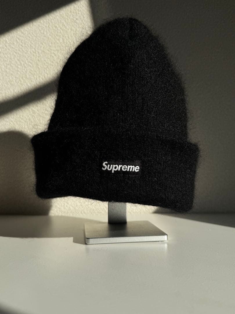 Supreme 黒 モヘアニット帽