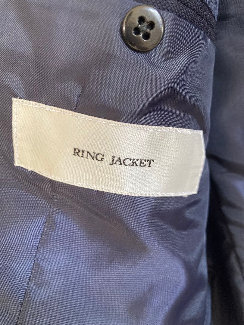 RING JACKET リングヂャケット ウールジャケット 紺チェック柄 46