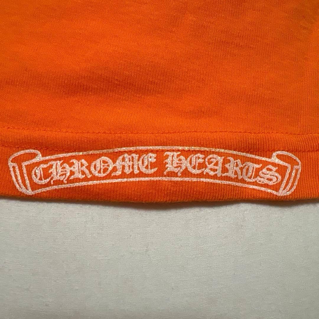【美品・希少】クロムハーツ Tシャツ 正規品 ラメ フローラルクロス オレンジ